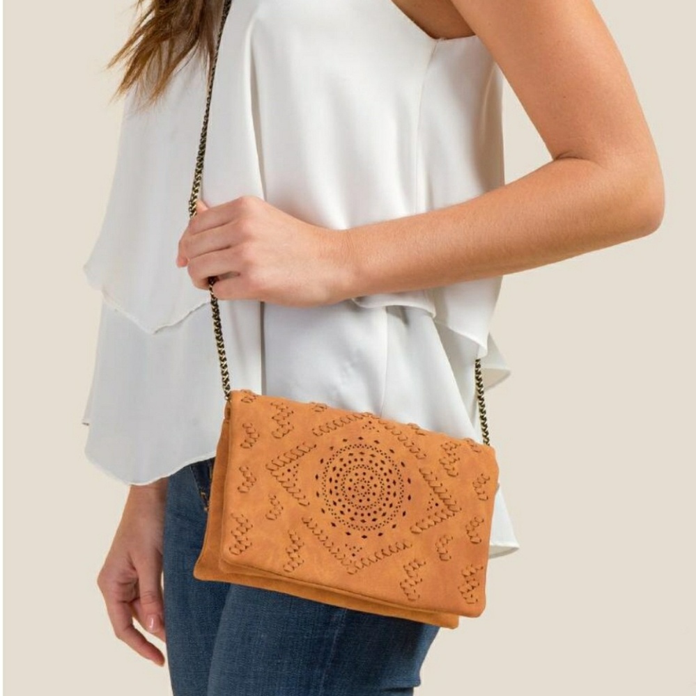 Francesca's Waverley Perforated Pink Crossbody Bag - Picture 6 of 6